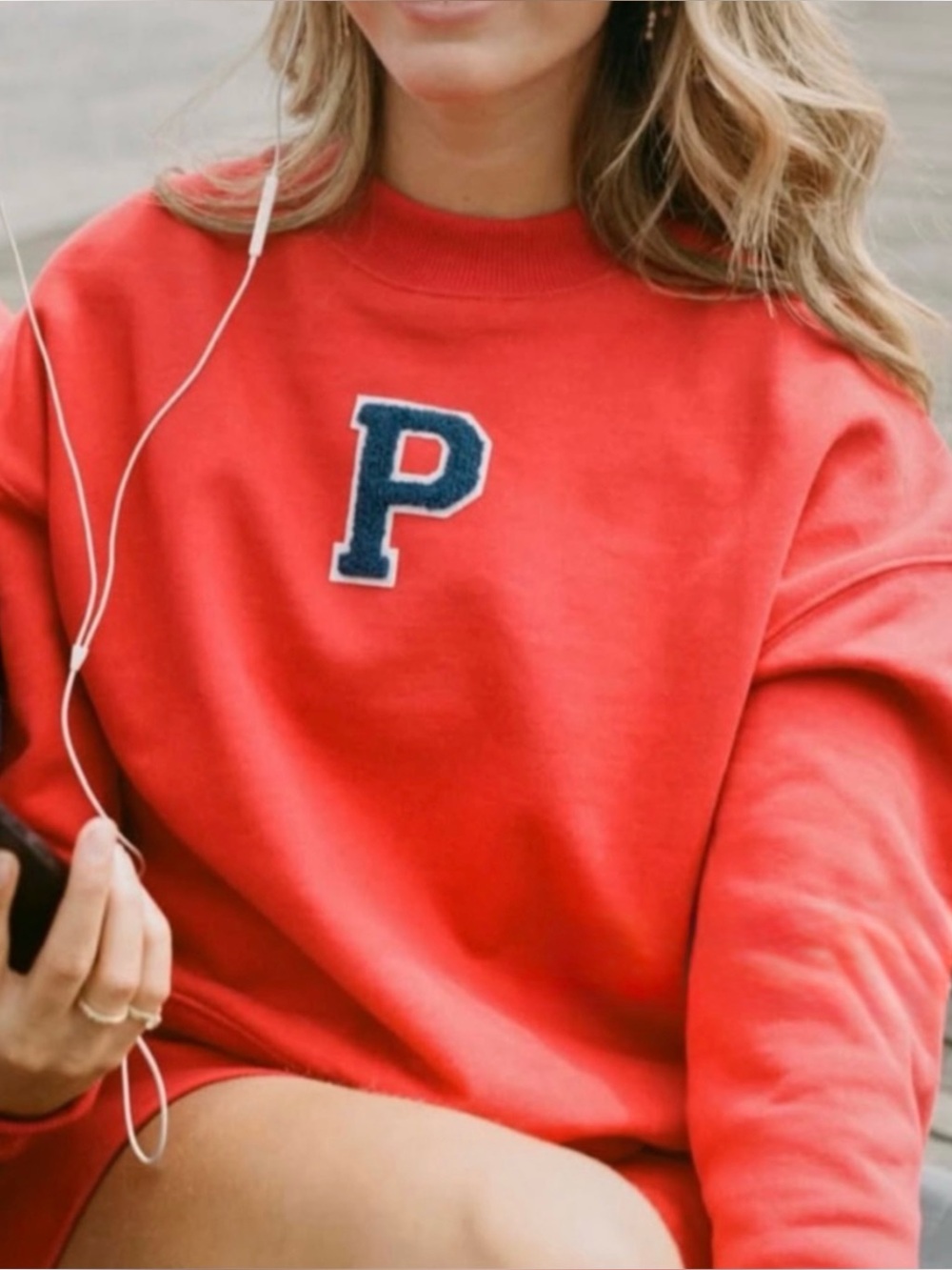 PARKE | Chenille Shrunken Mockneck Sweatshirt in Apple Red, Size XXL